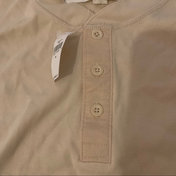 Beige Gap Long Sleeve Henley Shirt - Picture 2 of 4